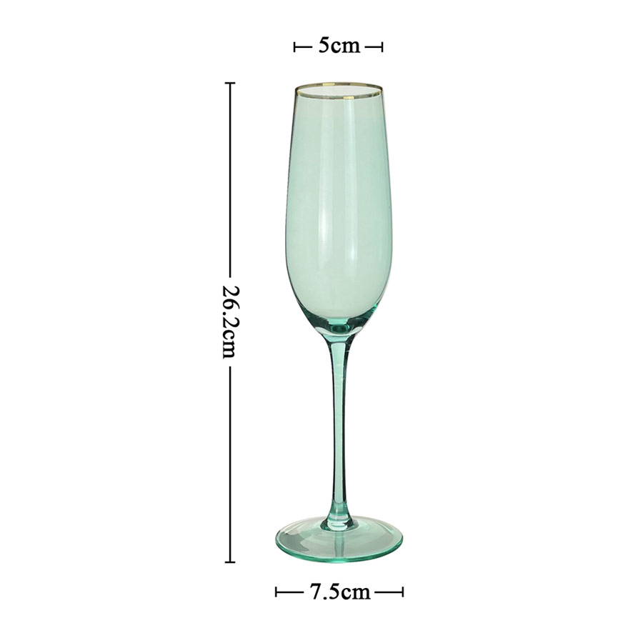 Green Glass Champagne With Gold Rim