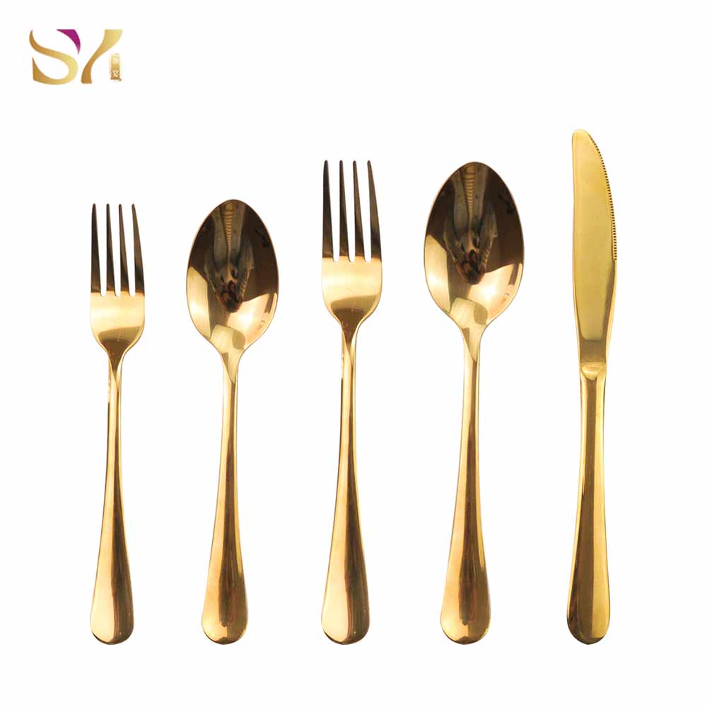 5pcs Spoon Fork Round Flatware Set