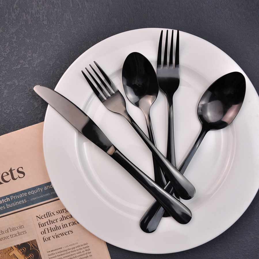 5pcs Spoon Fork Round Flatware Set