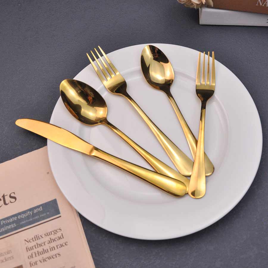 5pcs Spoon Fork Round Flatware Set