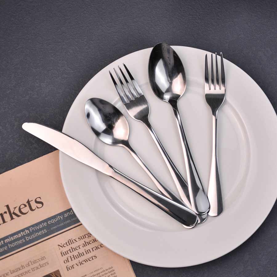 5pcs Spoon Fork Round Flatware Set