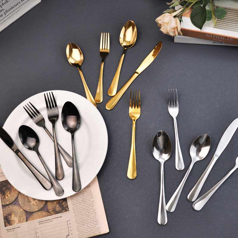 5pcs Spoon Fork Round Flatware Set