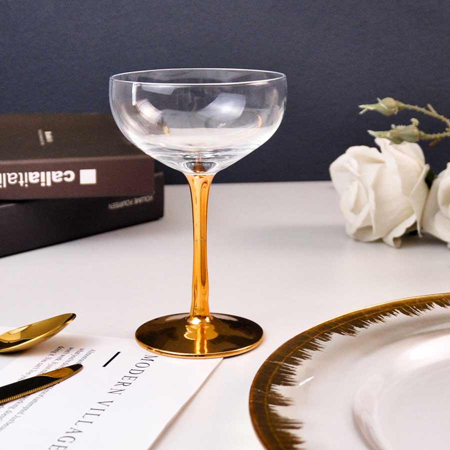 Gold Stem Coupe Glasses