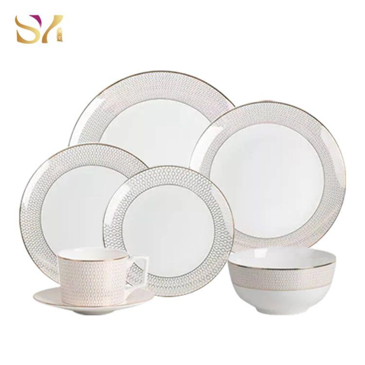 Gold Ceramic Dinner Plates Set