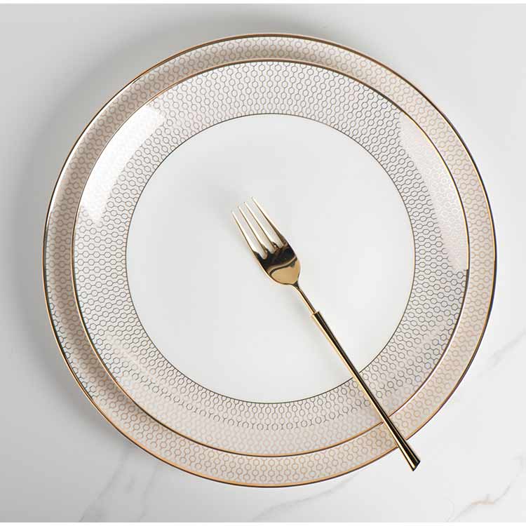 Gold Ceramic Dinner Plates Set