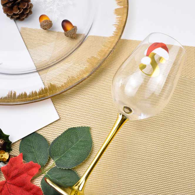 Gold Crystal Christmas Wine Glassware