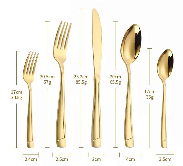 stainless steel spoon and fork set gold cutlery