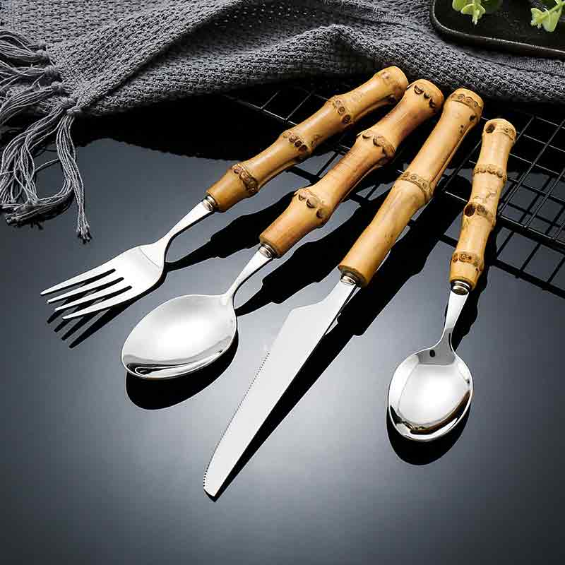 Bamboo Handle Stainless Steel Silverware