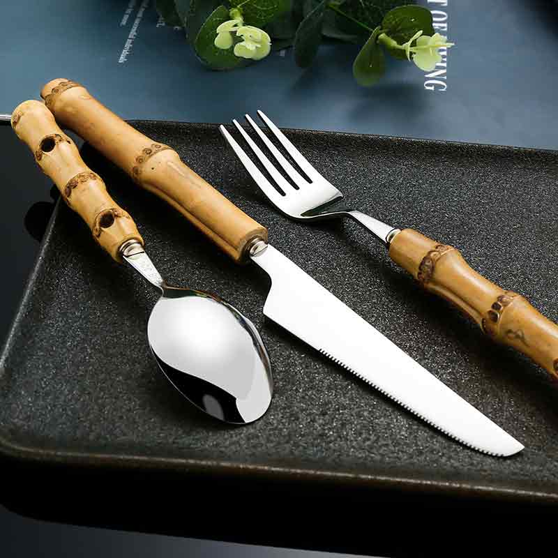 Bamboo Handle Stainless Steel Silverware