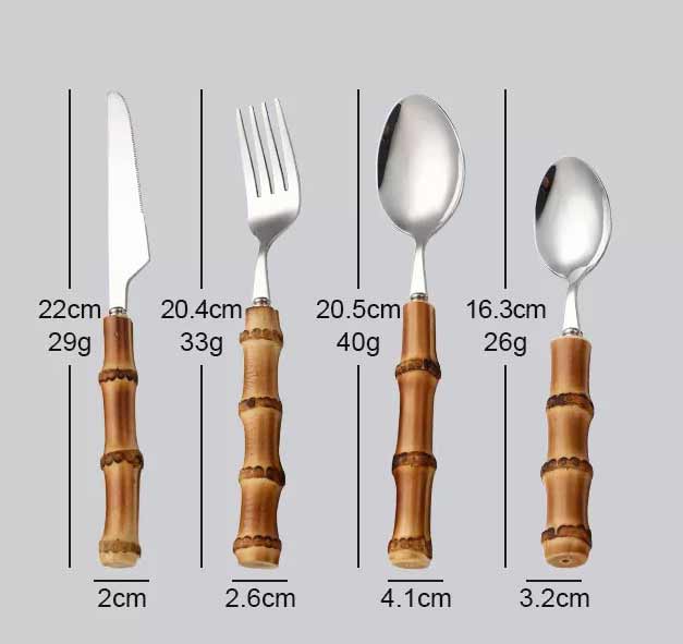 Bamboo Handle Stainless Steel Silverware