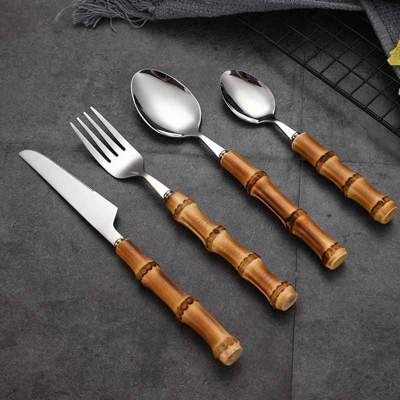 Bamboo Handle Stainless Steel Silverware