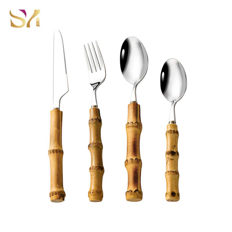 Bamboo Handle Stainless Steel Silverware