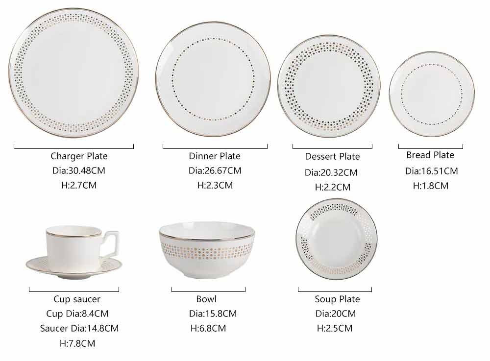 Gold Polka Dot Dinnerware Plates Set