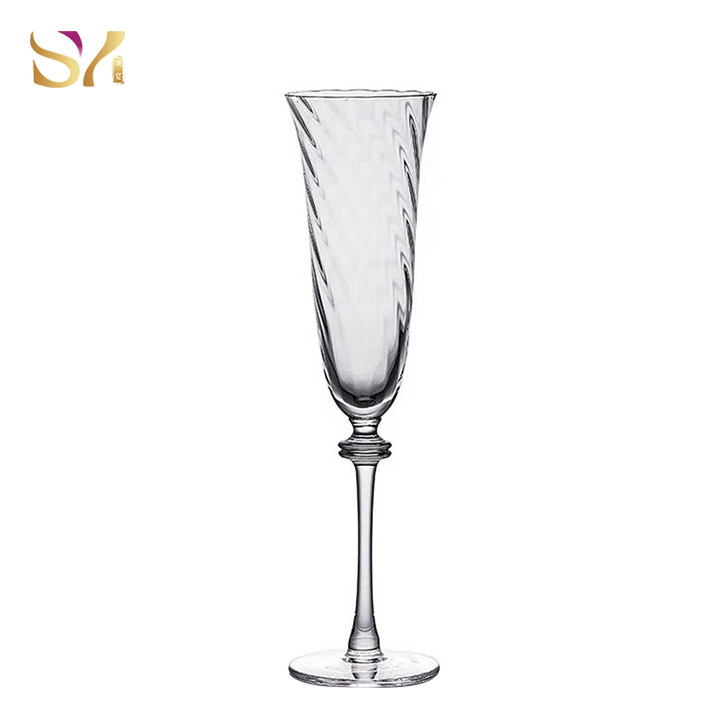 Ribbed Crystal Champagne Glasses