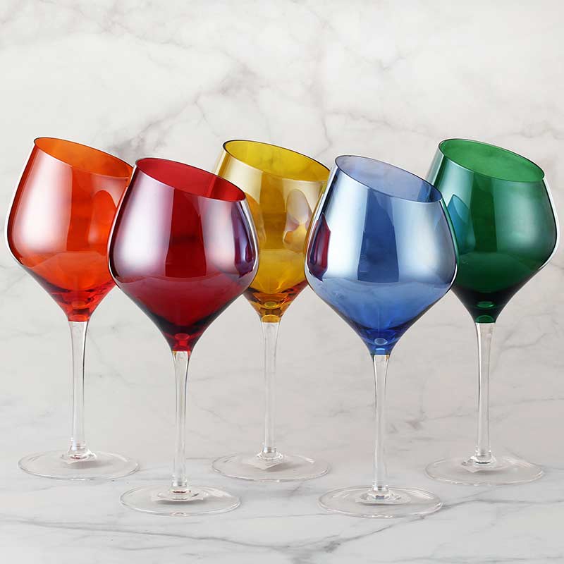 Colourful Oblique Crystal Wine Glasses