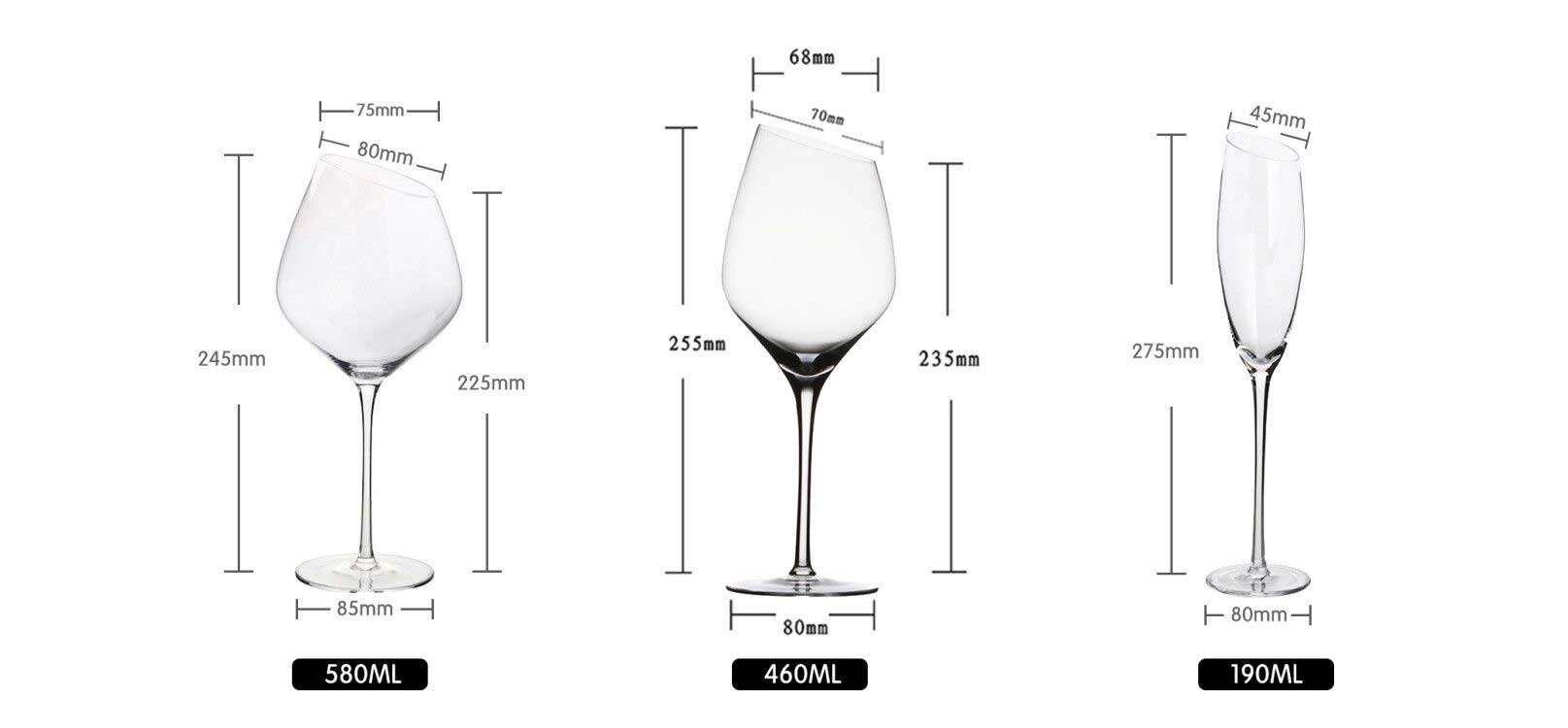 colourful oblique crystal wine glasses