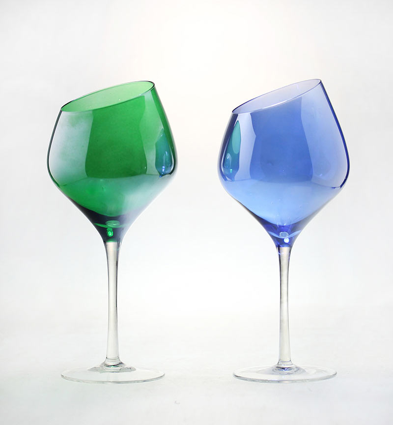 Colourful Oblique Crystal Wine Glasses