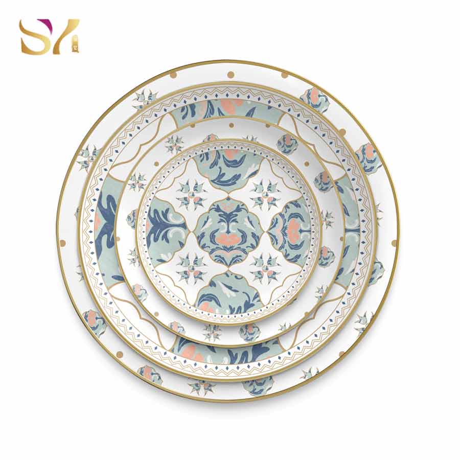 Purple Flower Ceramic Dinnerware Plate Set 