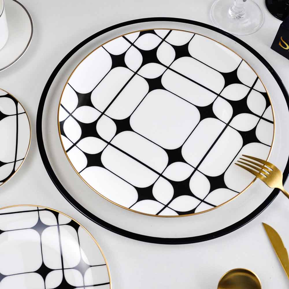 Black And White Ceramics Dinner Plate Sets