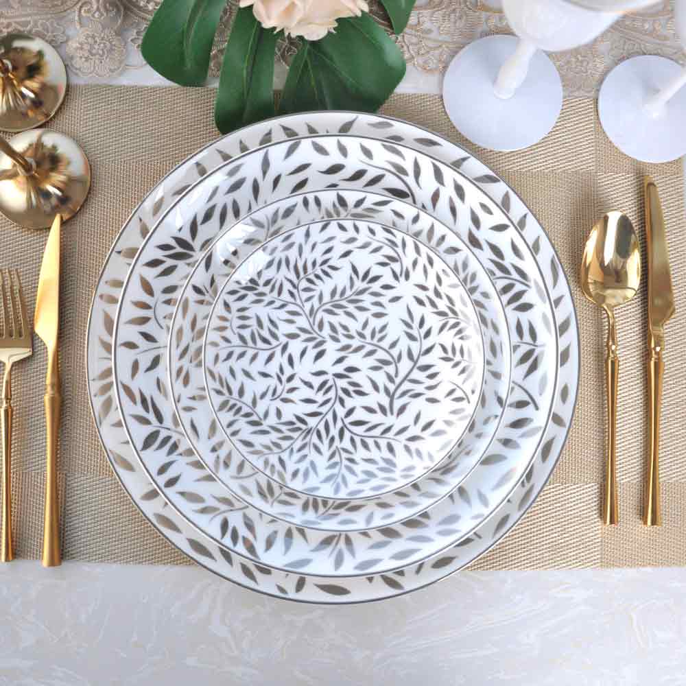 Gold Silver Dinnerware Dining Plate