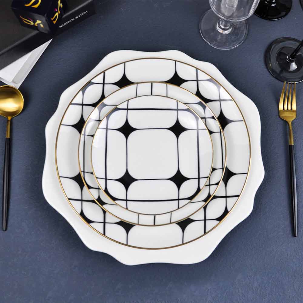Black And White Ceramics Dinner Plate Sets