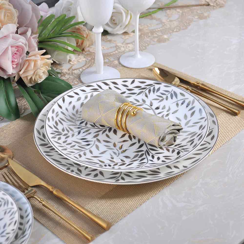 Gold Silver Dinnerware Dining Plate