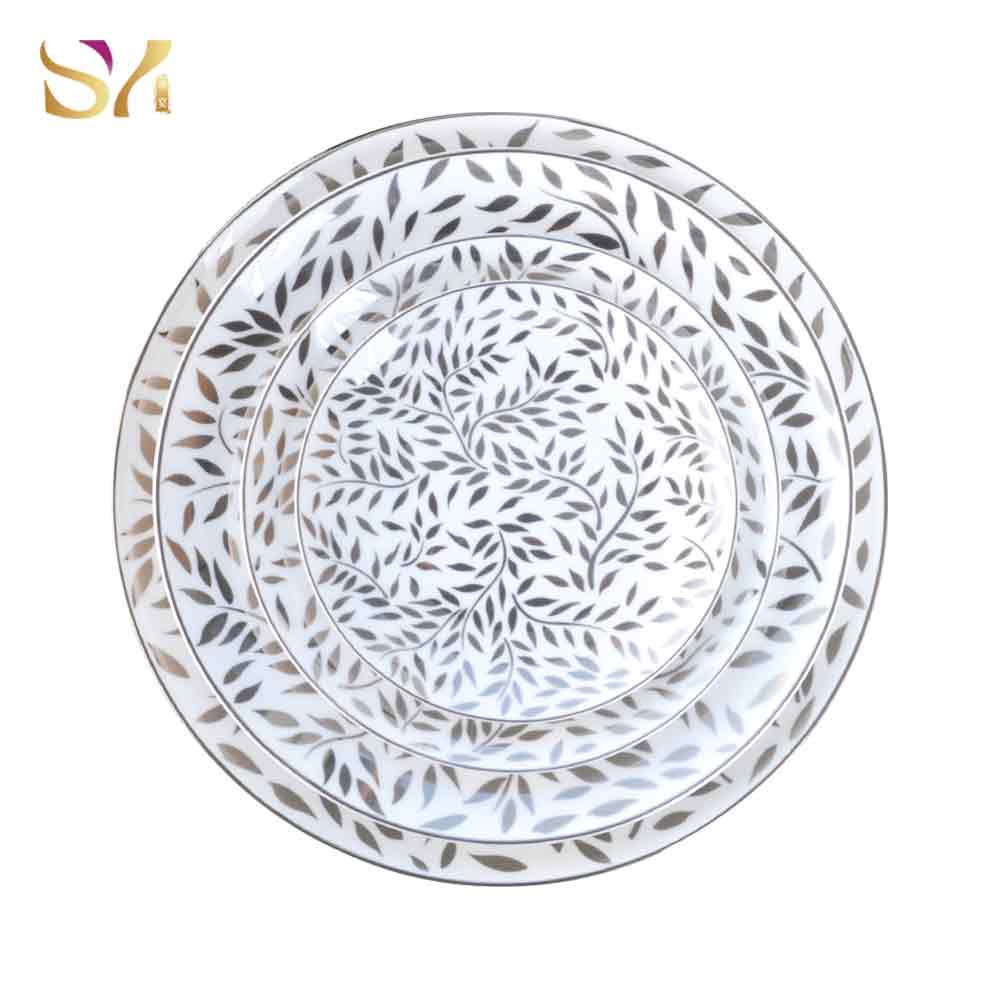 Gold Silver Dinnerware Dining Plate