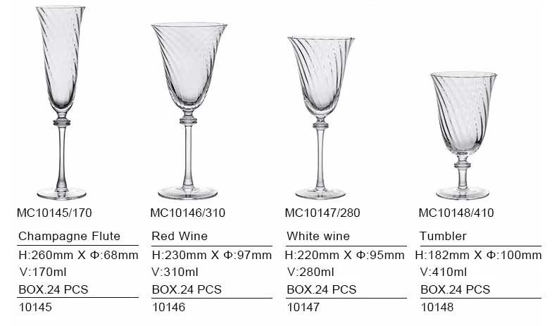 Optical Design Ribbed Crystal Wine Glass Set