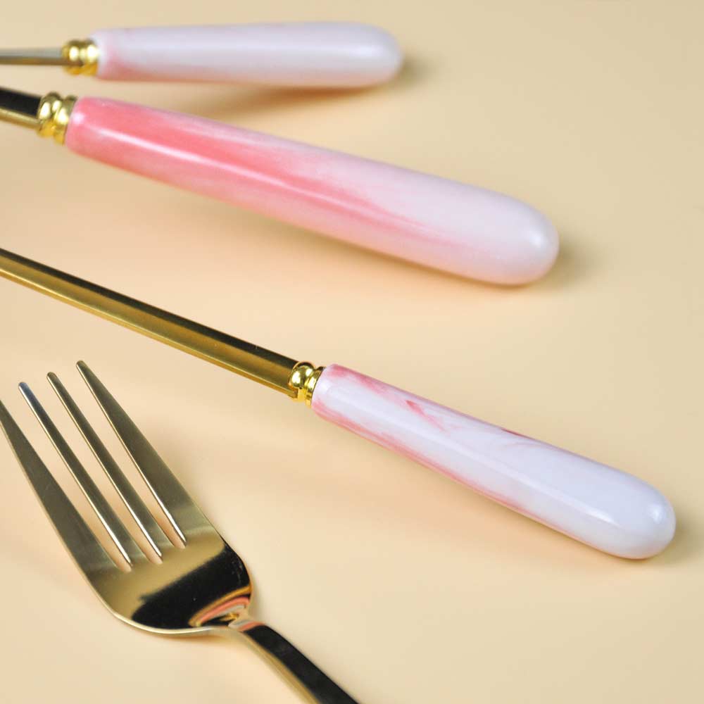 Pink Ceramic Handle Cutlery Set