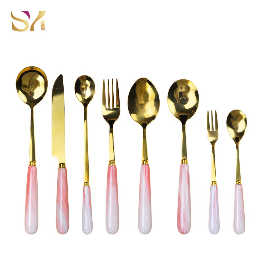 Pink Ceramic Handle Cutlery Set