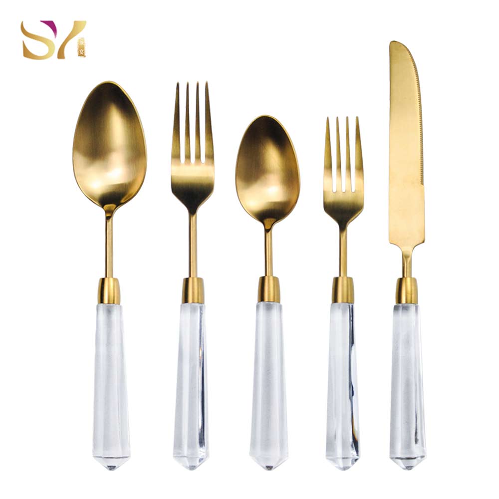 Acrylic Faceted Spiral Handle Flatware