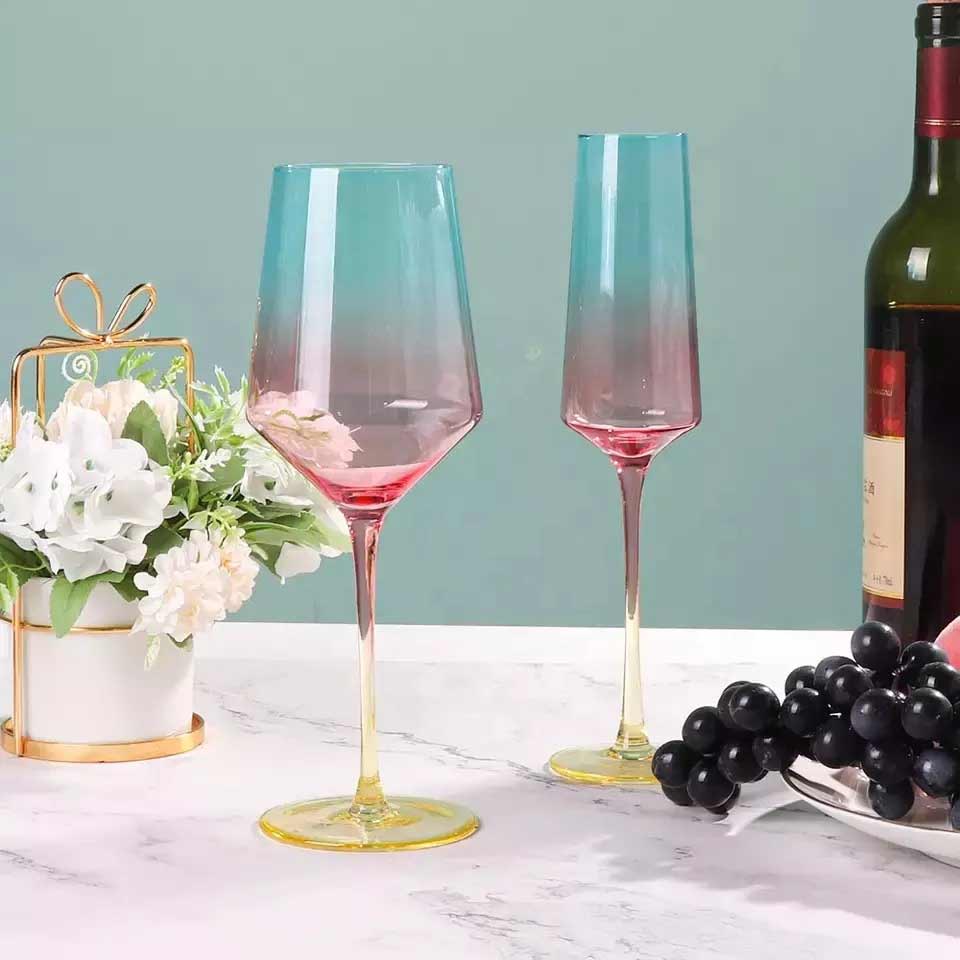 Rainbow Colored Wine Stemware Set