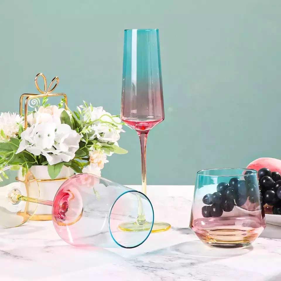 Rainbow Colored Wine Stemware Set