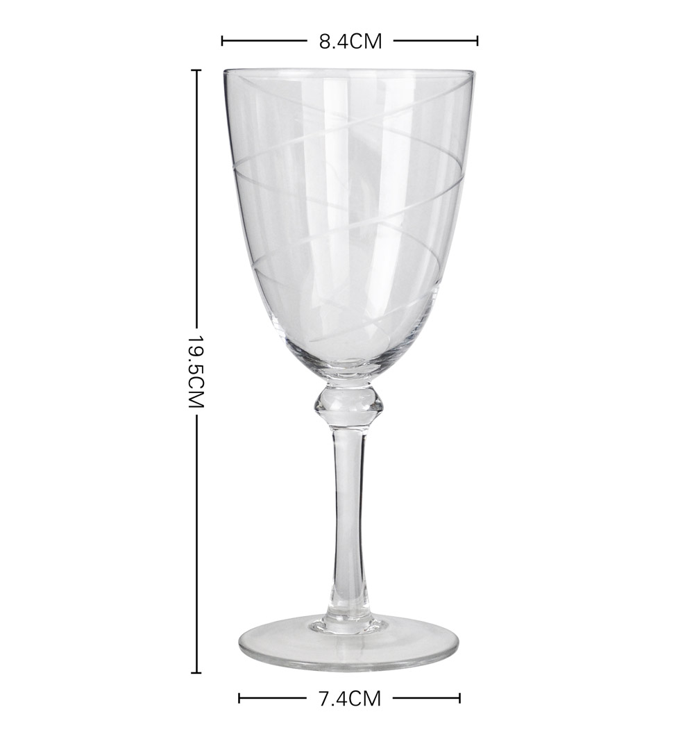 Spiral Cut Wine Goblet Glasses