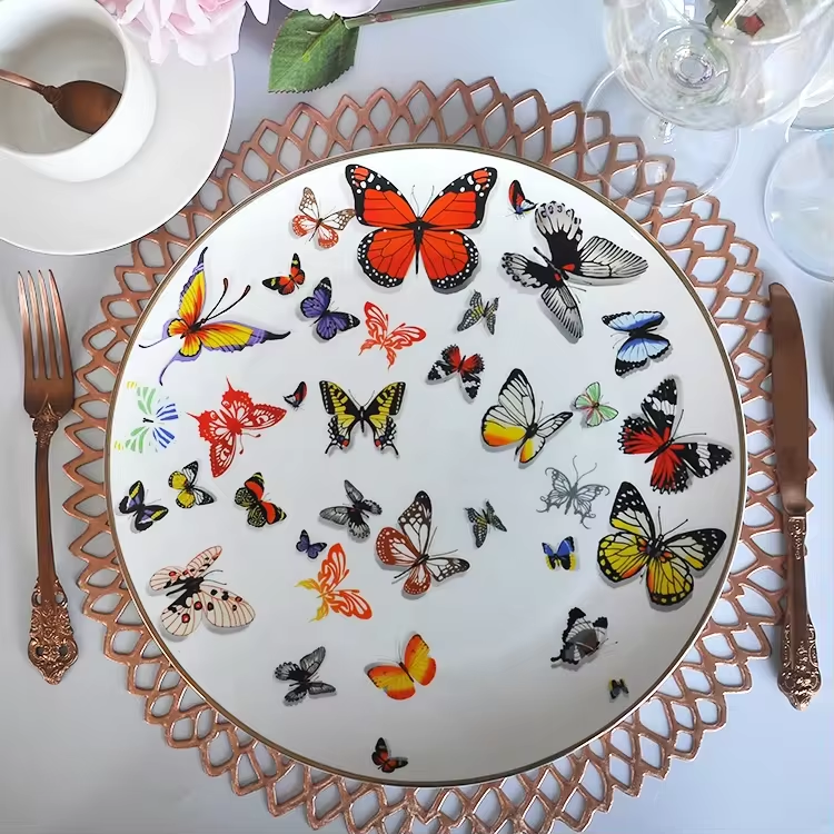 butterfly Bone china wedding charger plates 